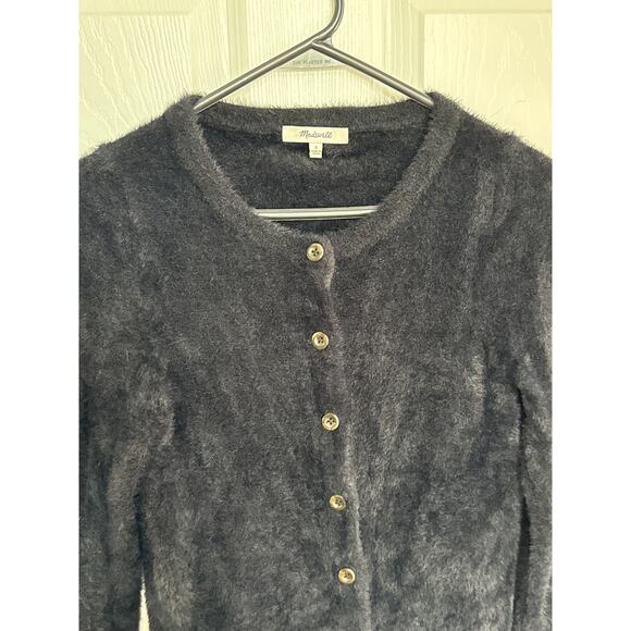 Madewell Hewitt Fuzzy Cardigan Sweater button down Black small - Picture 9 of 14